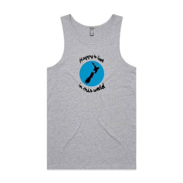 Happy to live in NZ - Mens Lowdown Singlet Thumbnail